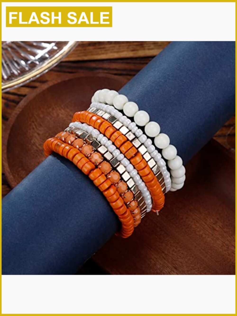 Stretch Stackable Bangle Bracelet Set - Boho Beaded - Picture 2 of 7